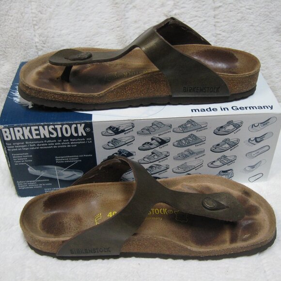 Birkenstock GIZEH Gold-Brown Birko Flor 40 R US W 9 M 7 USED - Picture 3 of 11